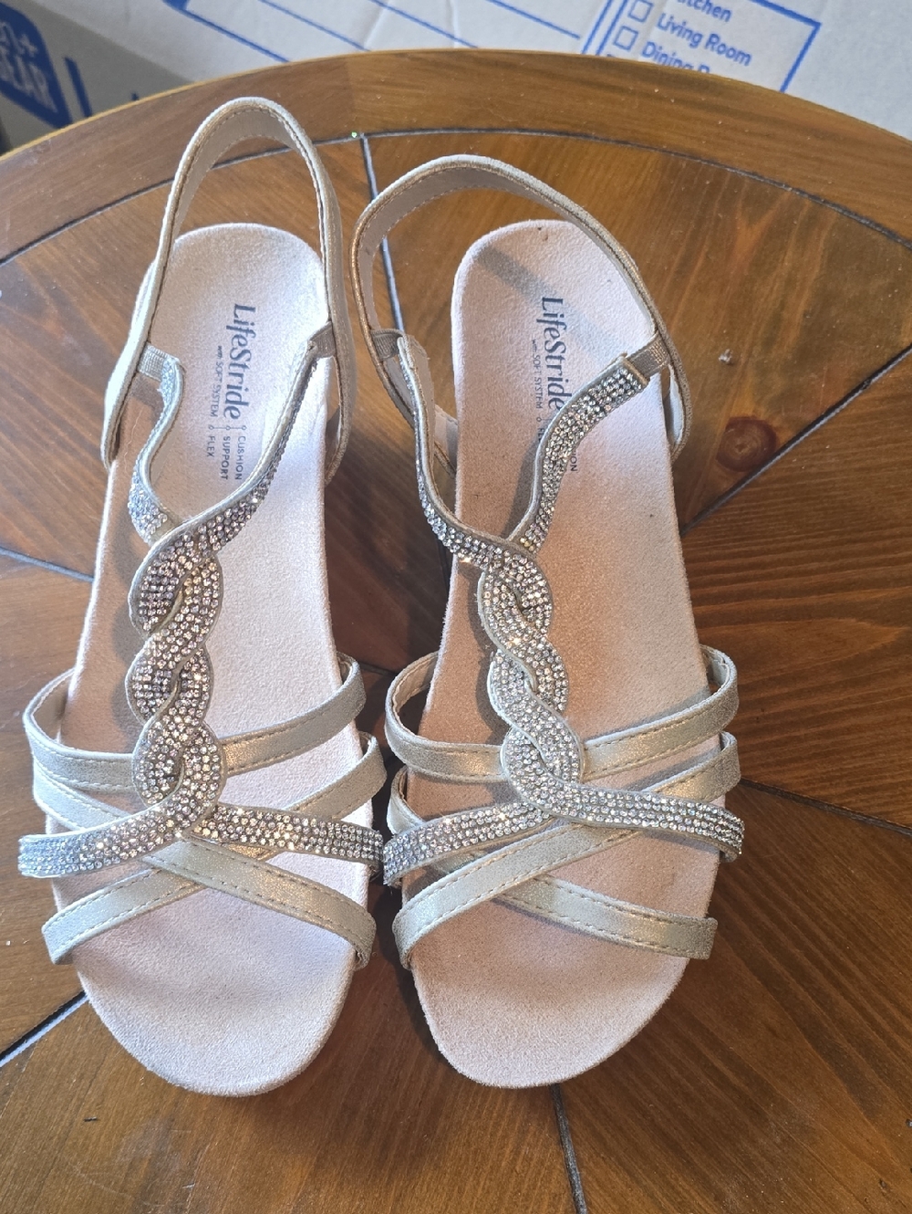 Life Stride Gold Embellished Women's Sandals